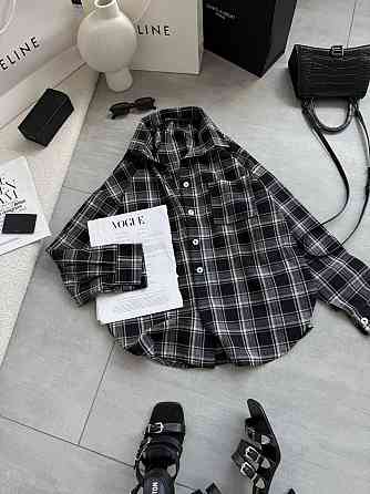 Женская стильная оверсайз рубашка в клетку фланель 100% коттон Одесса