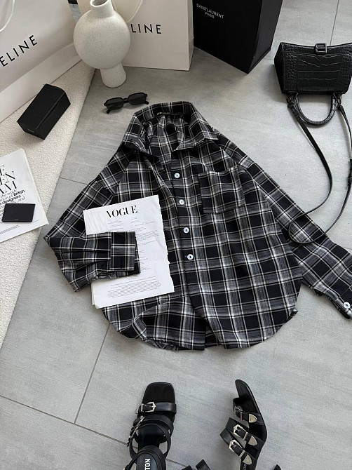 Женская стильная оверсайз рубашка в клетку фланель 100% коттон Одесса - изображение 3