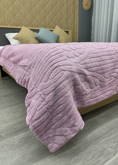 Плед 200х230 см (+-10см) на овчині "Косичка" колір ліловий (87-308) Київ - фото 6