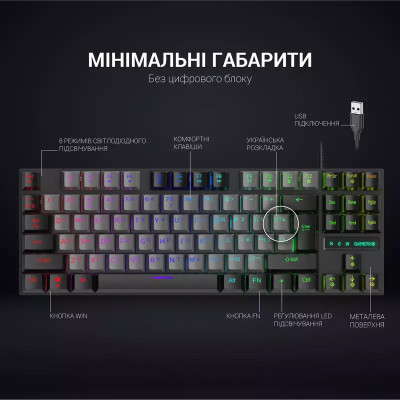 Клавиатура GamePro MK100B Blue Switch LED USB Black (MK100B) Винница - изображение 2