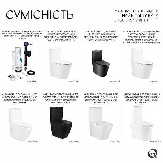 Qtap WDI комплект арматури для бачка унітаза з подвійною круглою кнопкою змиву 5,6 см і клапаном нижнього подавання води, 3/6L CHR Київ