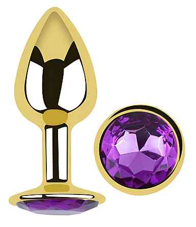 Анальная пробка с кристаллом EGZO - Gold Round Plug Purple size S Sex Aura Киев