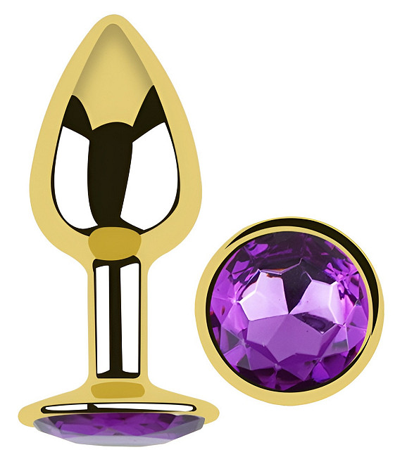 Анальная пробка с кристаллом EGZO - Gold Round Plug Purple size S Sex Aura Киев - изображение 2