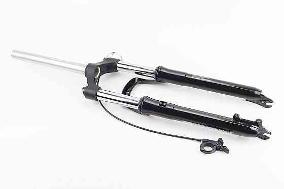 Вилка 26" амортизаційна, без різьби 1-1/8" (28,6мм), шток 255мм, з ходом 100мм, Disk-brake, пружинно-оливна, виносний Lockout, чорна N780 Київ