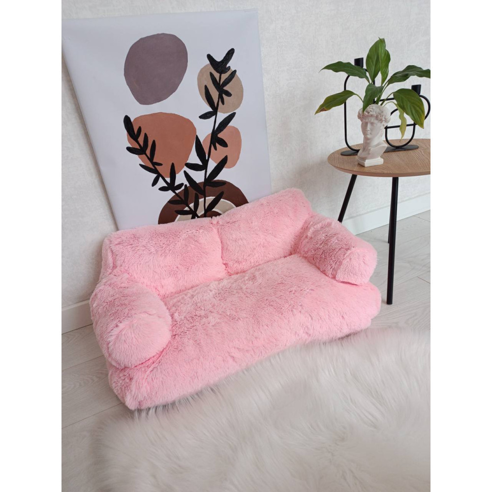 Меховой диван лежак для собак и кошек спальное место для животных съемны Incor розовый 10079 M (66х37х33) Киев - изображение 7
