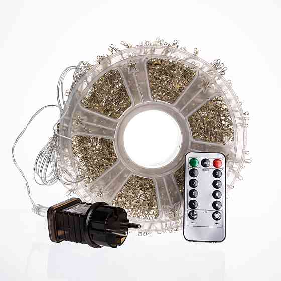 Гірлянда новорічна 50 м, 1500 LED, білий провід, жовте світло Київ