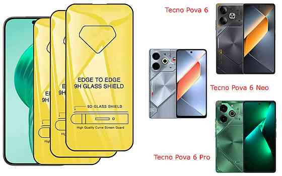 Защитное стекло DefenzoGlass для Tecno Pova 6, Pova 6 Neo, Pova 6 Pro – двойная прочность Киев