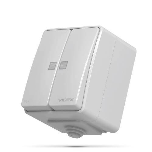 BINERA сірий Вимикач зовнішній 2кл IP65 з підсвічуванням Videx Житомир - изображение 3