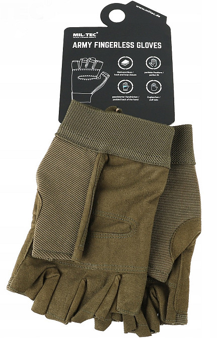 Тактичні Рукавички всесезонні без пальців з липучкою Mil-Tec від Sturm "Olive" (12538501) Розмір M Нововолинськ - фото 10