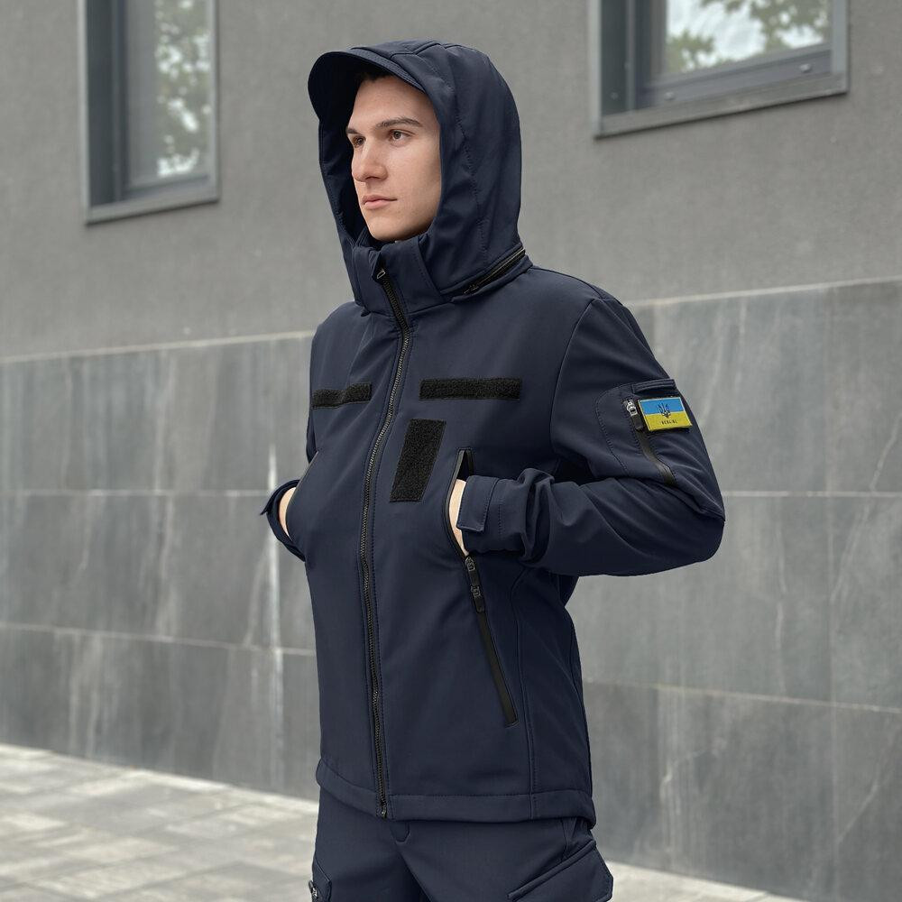 Темно-синяя мужская демисезонная куртка Pobedov Motive с липучками Киев - изображение 2