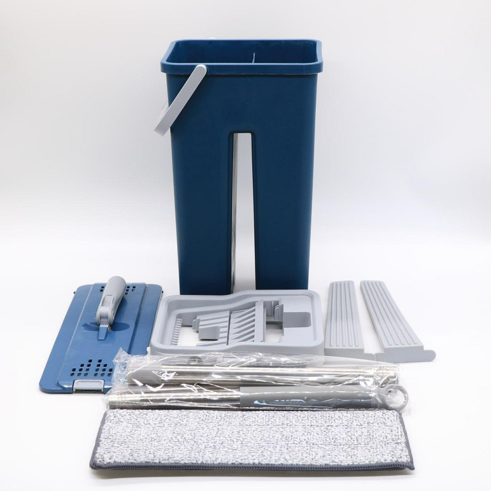 Швабра с ведром 11л с отжимом и 2 насадками Cleaning Mop, Синяя / Комплект для уборки швабра лентяйка и ведро / Швабра для мытья Киев - изображение 10