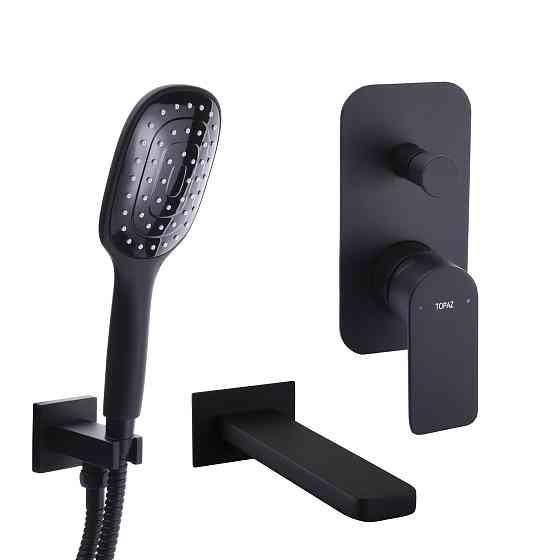 Змішувач для ванни вбудований TOPAZ SARDINIA TSG 08202-V-H20-BL- 2 виходи, вилив190мм.Чорний Луцьк