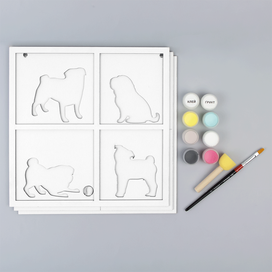 Набор картина 3D «4 Dogs» МДФ грунтованное 3 слоя 30х30см ROSA TALENT Киев - изображение 2