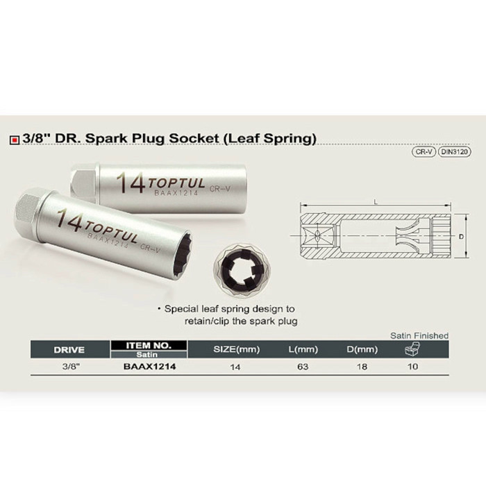 Головка свечная 3/8 14мм двенадцатигранная с пружинным фиксатором CrV Мукачево - изображение 1