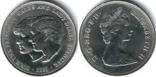 Монета 1 крона (25 пенсов) Великобритания 1981 свадьба Прица Уэльского и Леди Дианы Полтава - изображение 1