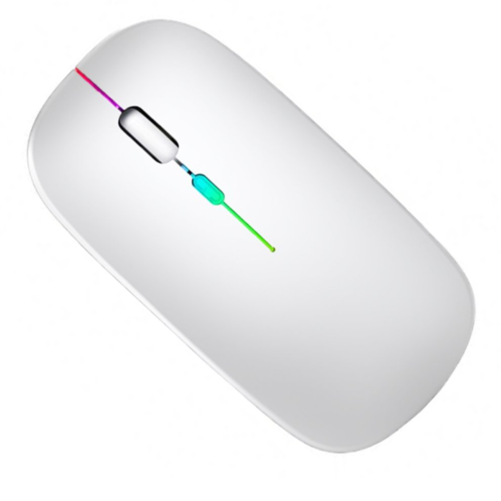 Мишка бездротова комп'ютерна, безшумна, оптична з RGB-підсвічуванням 2.4G+Bluetooth DPI 800/1000/1200 біла Кам'янець-Подільський - фото 8