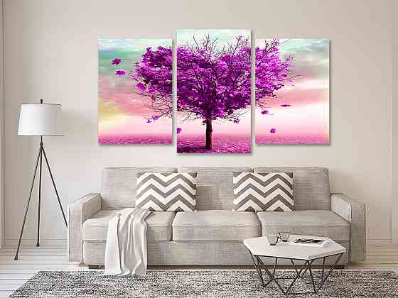 Модульная картина в гостиную / спальню Рожеве дерево  Art-608_3 70x130 см Киев