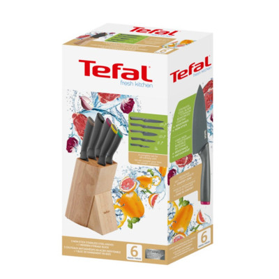 Набір ножів Tefal Fresh Kitchen, дерев&apos;яна колода, 5шт, нержавіюча сталь, чорний (K122S504) Вінниця - фото 9