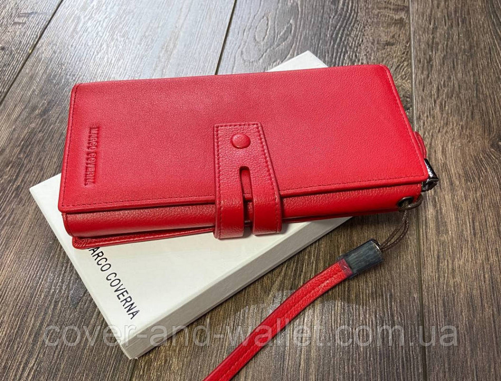 Стильный женский кошелек клатч из натуральной кожи красного цвета Marco Coverna 1393 Киев - изображение 1