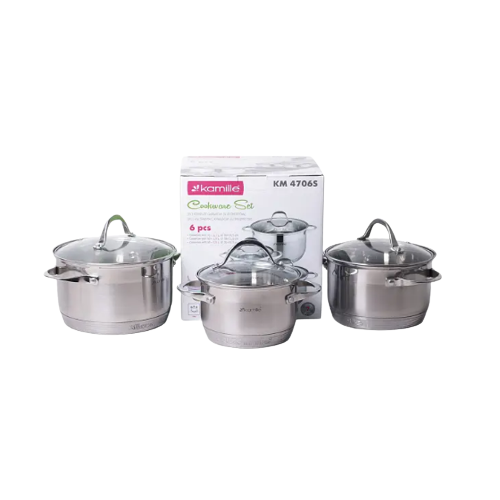 Набір каструль 6 предметів (каструлі 1,8/2,3/3,3л) нержавіюча сталь 7-шарове дно 4706S KAMILLE Житомир