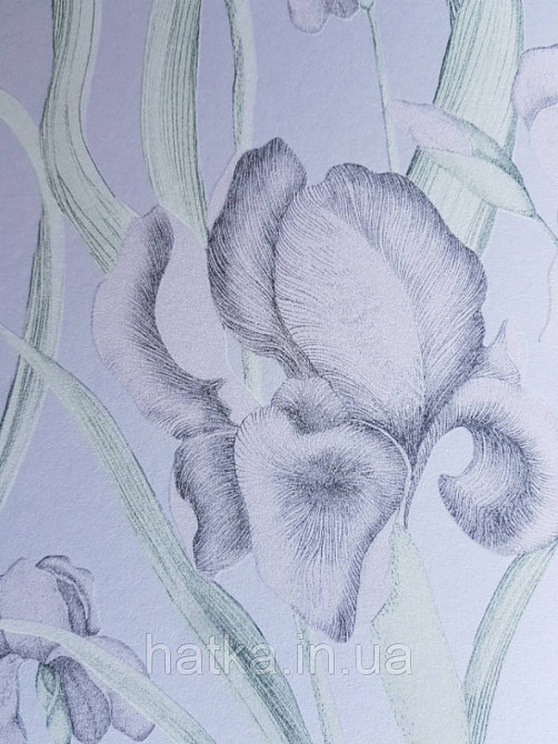 Шпалери флізелінові Decoprint Elisir EL21022 квіти сірі листя зелені на світло-блакитному тлі Київ - фото 1