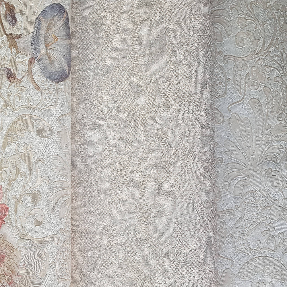 Шпалери метрові вінілові на флізелін Yuanlong Samsara метрові однотонні під шкіру світло бежеві Київ - фото 2