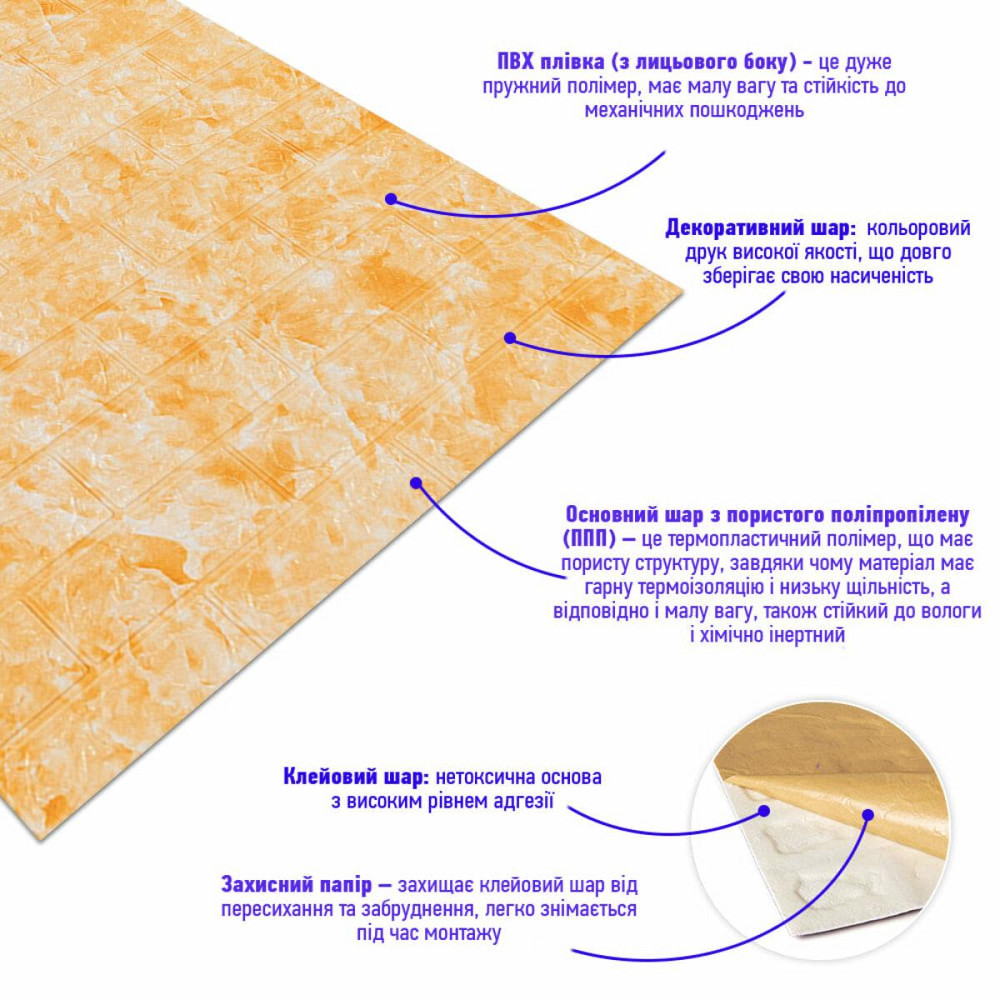 Самоклеющаяся 3D панель 19600х700х3мм Мрамор Бежевый SW-00001473 Днепр - изображение 3