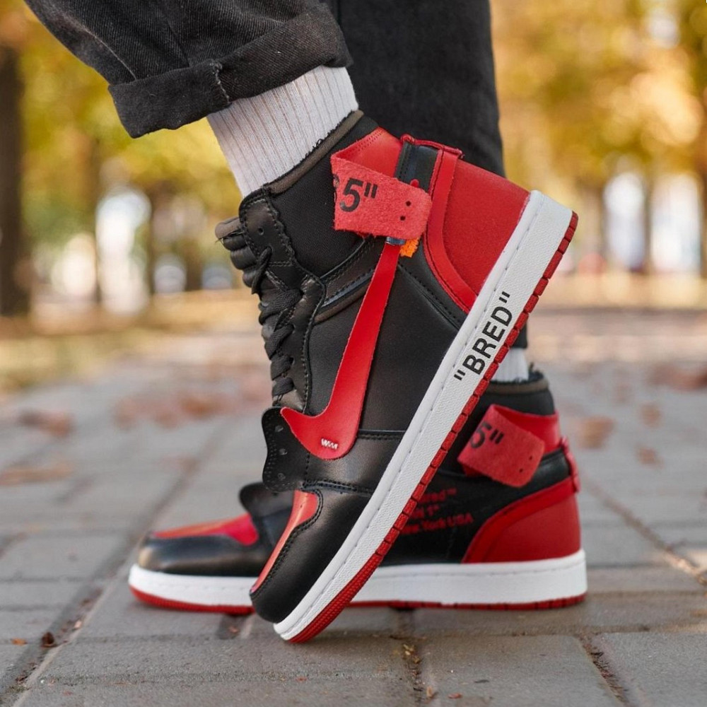 Термо Кросівки Nike AIR Jordan Червоні Чоловічі Чорні Джордан Високі Найк Єврозима (розміри:41,42,43,44,45) Дніпро - фото 5