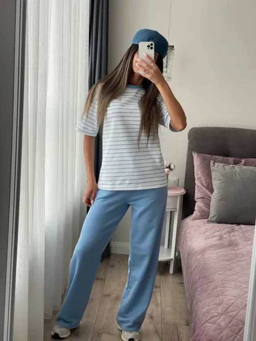 Женский хлопковый комплект (футболка + брюки) повседневная комфортная базовая одежда Одесса - изображение 8