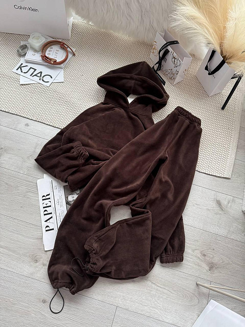 Жіночий стильний теплий костюм Двосторонній Фліс Шоколад, 46/48 Одеса - фото 2