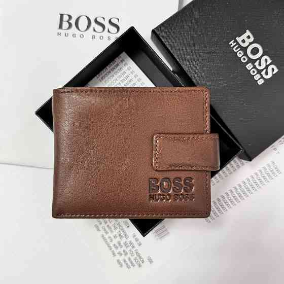 Мужское кожаное портмоне на магните Boss (82081) коричневый Киев