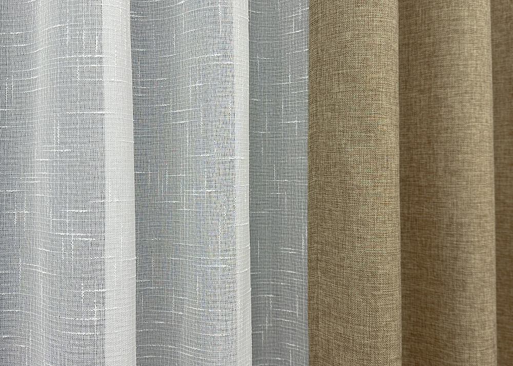 Комплект штор VR-Textil Льон Мішковина 100х270 2шт і Тюль 400х270 673ш-115т Капучино з білим 71-035/2 Київ - фото 7