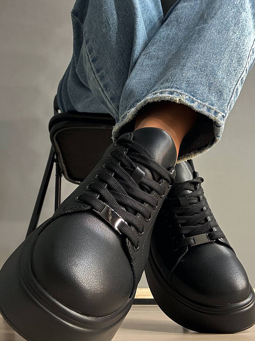 Кеды женские Hengji 537-5 кожаные на платформе черные, 41, 26 см Киев - изображение 12