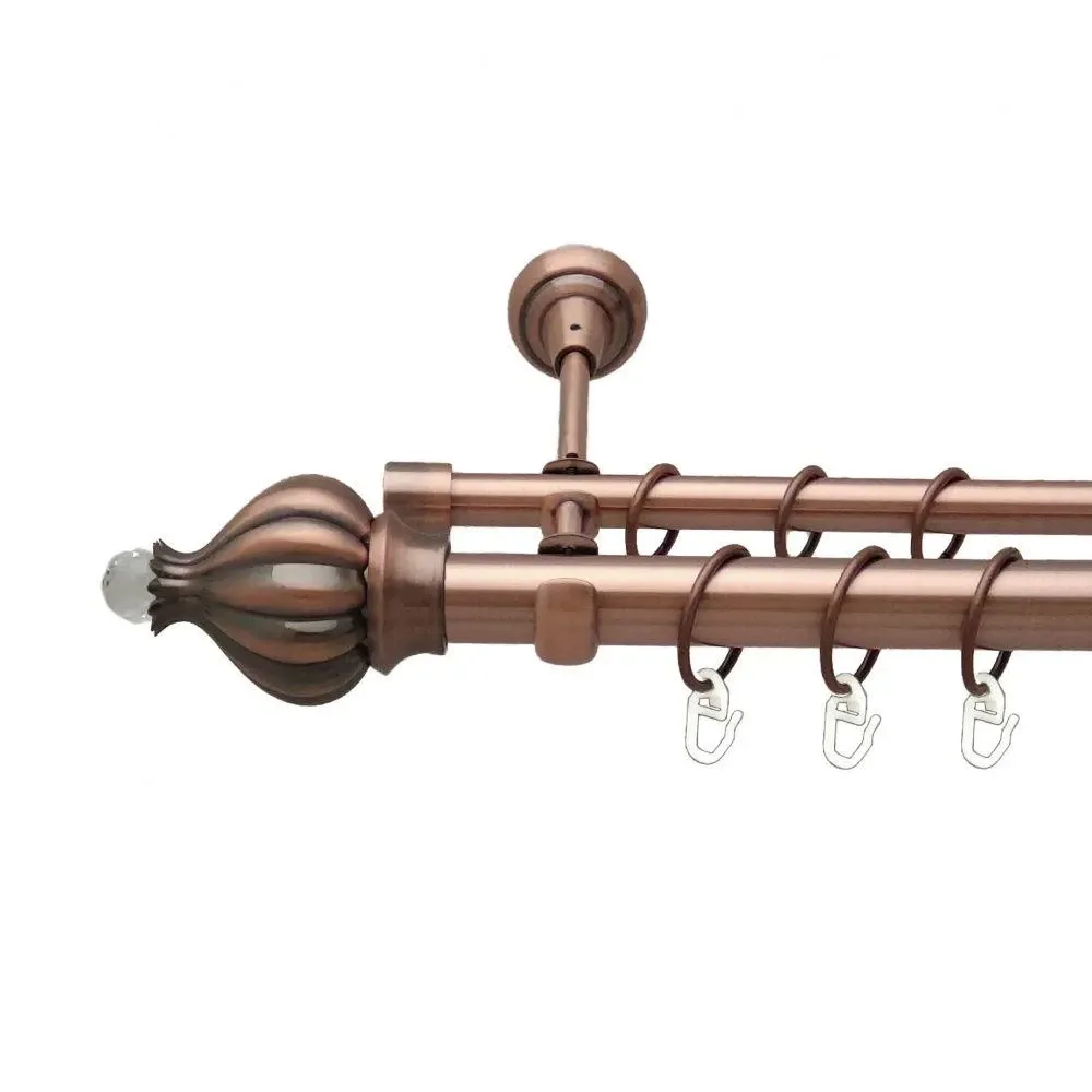 Карниз Orvit Таджа-Кристал металевий дворядний відкритий гладка труба кільце металеве Мідь 25\16 мм 160 см (00-00012557) Львів - фото 1