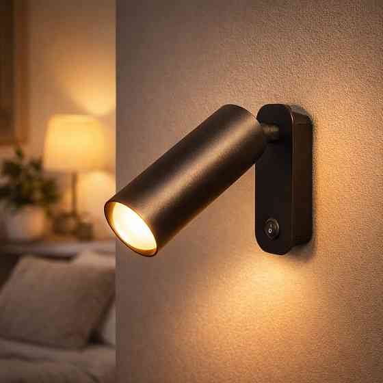 Світильник настінний MSK Electric Focus чорний з кнопкою вимикача під лампу Е27 NL 13050-1 BK Одеса