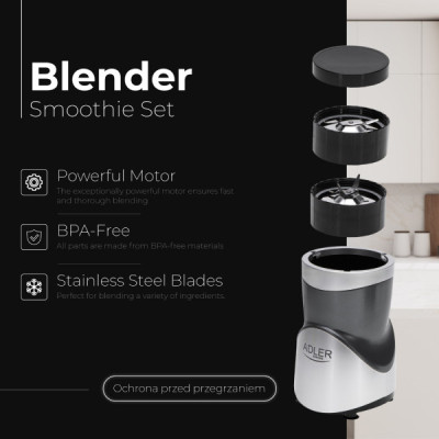 Фітнес-блендер Adler AD 4084 500Вт/ Pulse/ 4 скляні пляшки 700мл, 2x500мл, 300мл Вінниця - фото 7