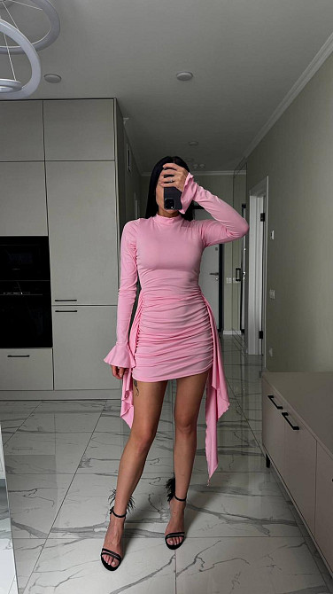 Жіноча елегантна романтична мініплаття з мікродайвінгу Барбі, 42/44 Одеса - фото 3