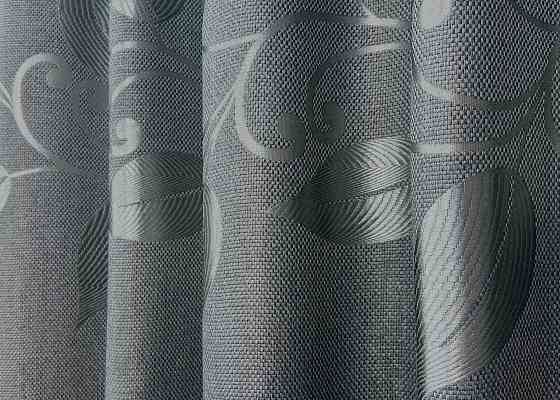 Шторна тканина льон рогожка "Листя" колір сірий 1692ш Київ