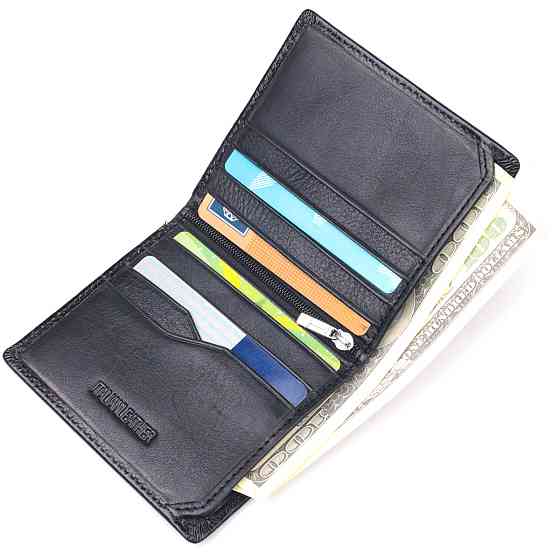 Компактний гаманець для грошей із натуральної гладкої шкіри ST Leather 19418 Чорний Київ