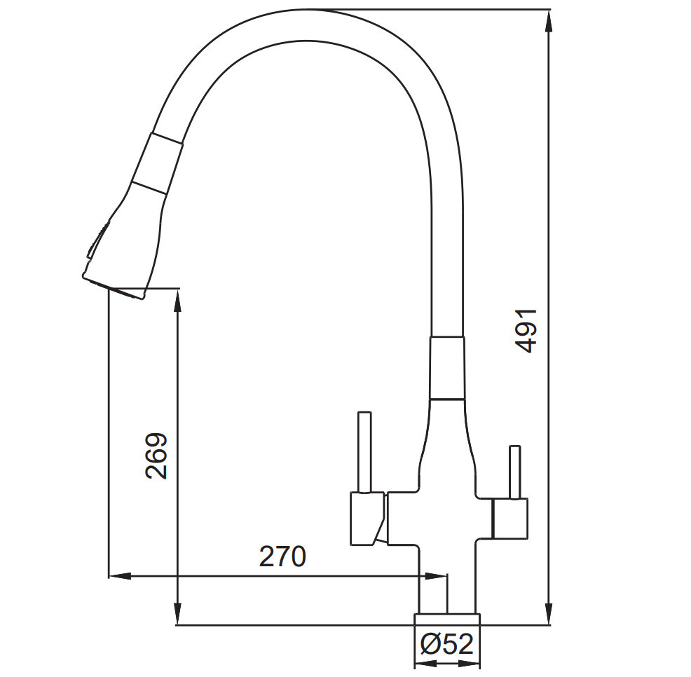 Змішувач для кухні Koer KI-72024-02 з виходом для питної води (нерж. сталь) з 2-х функц. аератором Чернівці - фото 2