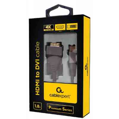 Кабель мультимедійний HDMI M to DVI M 1.8m 4K 30Hz 18+1pin Cablexpert (CC-HDMI-DVI-4K-6) Вінниця