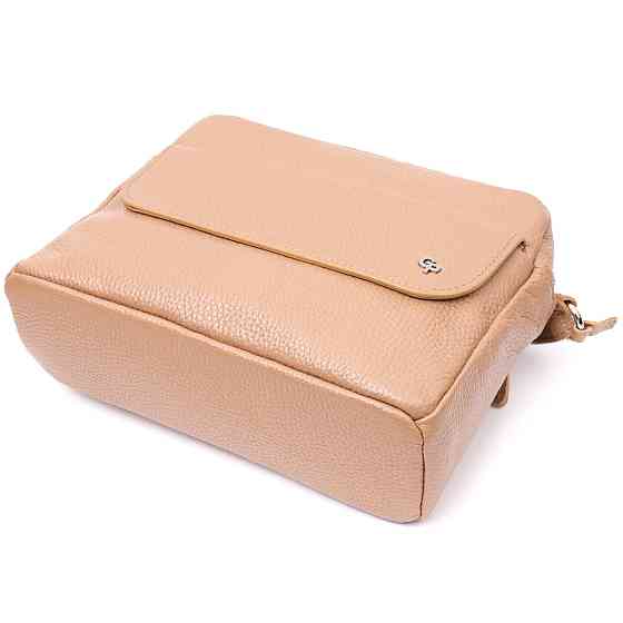 Стильна сумка жіноча крос-боді з натуральної шкіри GRANDE PELLE 11652 Бежева Київ