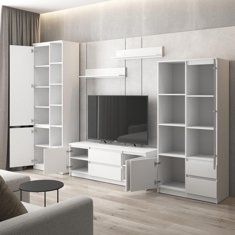 Комплект мебели в гостиную VAYS, шкаф R-26 шкаф R-27 тумба R-28 полки М-22 Антрацит-Белый фасад Львов - изображение 2