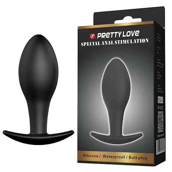 Анальна пробка Pretty Love Special з обмежувачем, чорна, 8,5 × 3,1 см Sex Aura Київ