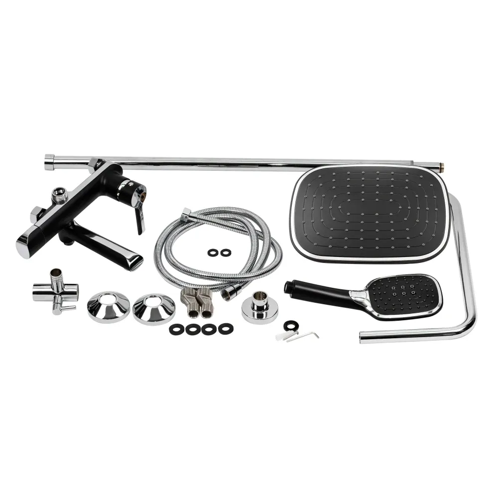 Душова система універсальна Qtap Grand на три споживачі (з виливом) QTGRABCR1004 Chrome/Black Київ - фото 10