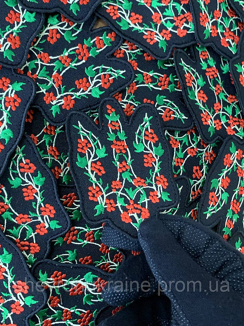 Шеврон Герб Украины ветки калины (Форма контурная. На липучке) Размер 9x7см Киев - изображение 4