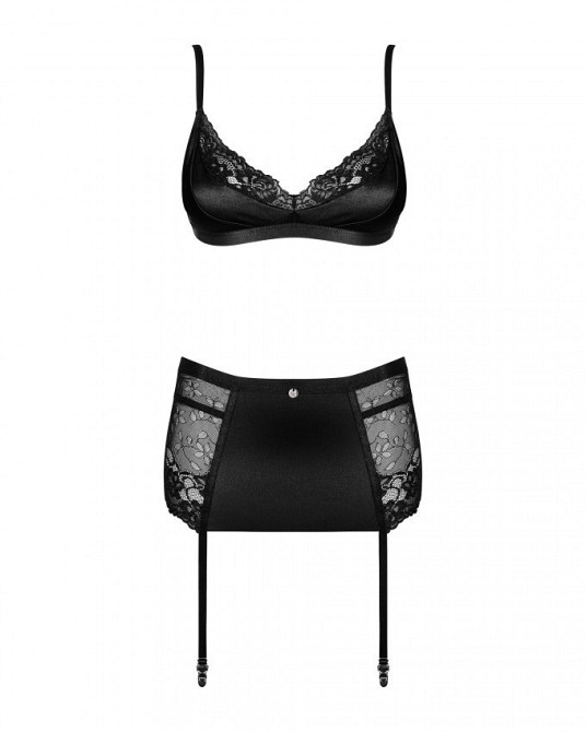 Комплект з поясом для панчох Obsessive Blanita, чорний, L/XL Sex Aura Київ - фото 5