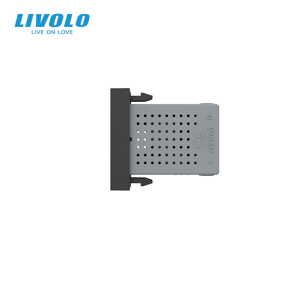 USB розетка LIVOLO 5V 2.1A, чорна, 10Вт, з блоком живлення, модуль 0.5 поста (VL-FCUA-1BP) Коломыя - изображение 3