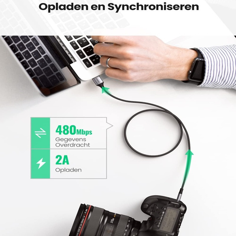 Кабель Ugreen USB-A to Mini USB 2.0 US375 80796 (Чорний, 2м) Николаев - изображение 6