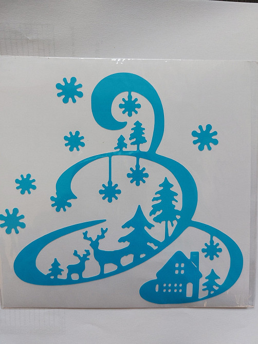 Наклейка на новый год 15 на 15 см голубой Киев - изображение 3
